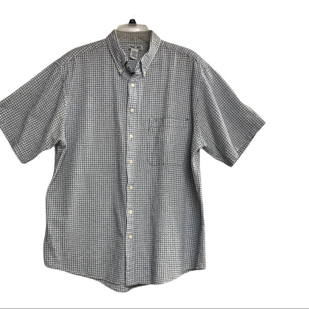 ‎CHEROKEE Men’s shirt Black,Bluesnd White Size XLT Crinkled